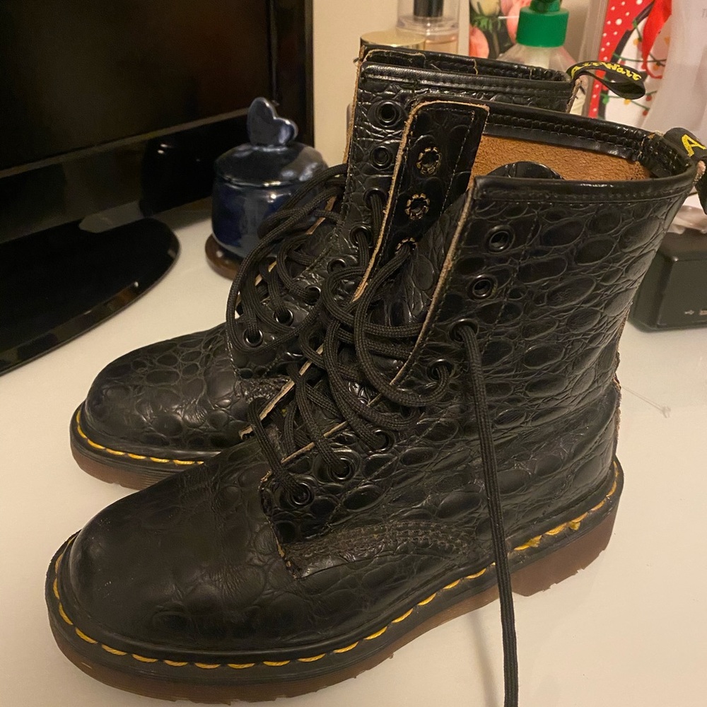 Vintage Black Alligator Leather Dr Marten boots!